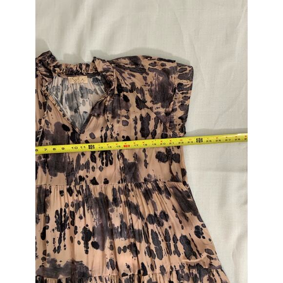 Sofia Brown and tan vneck‎ dress - Picture 5 of 6